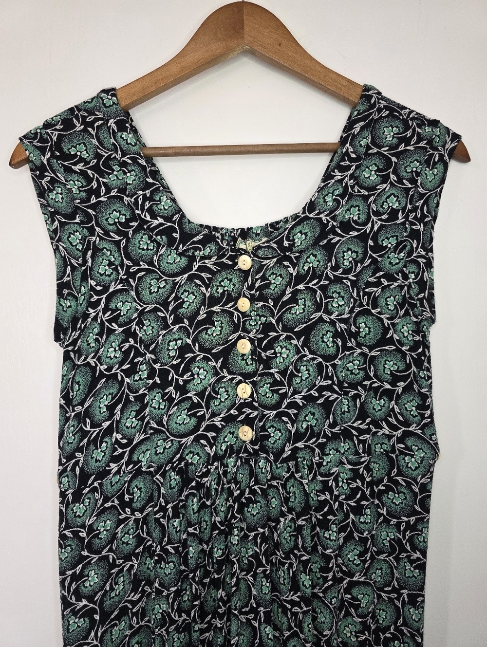 Vintage Pudding Shop by April Cornell Midi-Dress – Size 2 – Black, Green, White - Picture 2 of 6